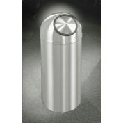 Glaro 8 Gallon Waste Receptacle w/Self Closing Dome Top, Satin Aluminum - S1230SA