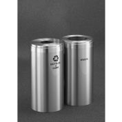 Glaro Value Recyclepro 2 Unit Satin Aluminum, (2) 23 Gallon Bottles/Cans/Waste - 1542-2-SA