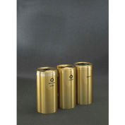 Glaro Value Recyclepro 3 Unit Satin Brass, (3) 23 Gallon Bottles/Cans/Paper/Waste - 1542-3-BE