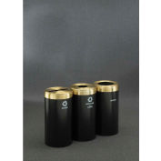 Glaro Value Recyclepro 3 Unit Midnight Blue/Satin Brass (3) 23 Gal Bottles/Cans/Paper/Waste - 1542-3