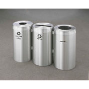 Glaro Value Recyclepro 3 Unit Satin Aluminum, (3) 23 Gallon Bottles/Cans/Paper/Waste - 1542-3-SA