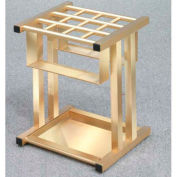 Grid Style Satin Brass Umbrella Stand for up to 12 Full & Tote Size Umbrellas