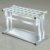 Grid Style Satin Aluminum Umbrella Stand for up to 24 Full & Tote Size Umbrellas