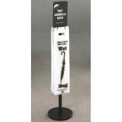 Floor Standing Satin Black Wet Umbrella Bag Holder With Optional Sign Mount