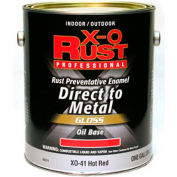X-O Rust Oil Base DTM Enamel, Gloss Finish, Hot Red, Gallon - 705374