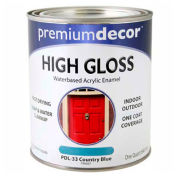 Premium D&eacute;cor Waterborne Acrylic Enamel, Gloss Finish, Country Blue, Quart - 796667