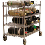 SCBA Mobile Bottle Cart, Seven Shelf Levels, Holds 42 Bottles, Chrome