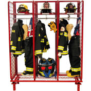 Red Rack Gear Storage Rack Locker, 3 Sections, 24"Wx20"Dx72"H, Red, Unassembled