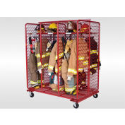 Red Rack Mobile Gear Storage Rack Locker, Dbl Sided/6 Section, 24"Wx20"Dx72"H, Red,Unassembled