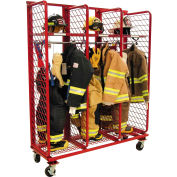 Red Rack™ Mobile Gear Storage Rack Locker, Single Sided,Three 24" Sections w/Security Opt.,Red
