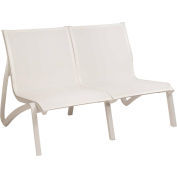 Grosfillex® Armless Loveseat - White Sling with Glacier White Frame - Sunset Series - Pkg Qty 2