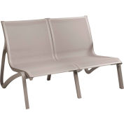 Grosfillex® Armless Loveseat - Solid Gray Sling with Platinum Gray Frame - Sunset Series - Pkg Qty 2