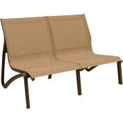 Grosfillex® Armless Loveseat - Cognac Sling with Fusion Bronze Frame - Sunset Series - Pkg Qty 2