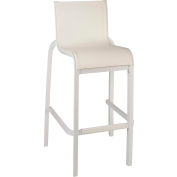 Grosfillex® Outdoor Armless Barstool - White Sling with Glacier White Frame - Sunset Series - Pkg Qty 8