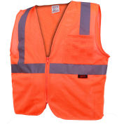 GSS Safety 1002 Standard Class 2 Mesh Zipper Safety Vest, Orange, 2XL