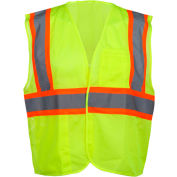 GSS Safety 1003 Standard Class 2 Mesh Hook & Loop Safety Vest, Lime, XL