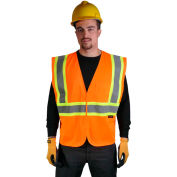GSS Safety 1008 Standard Class 2 Two Tone Mesh Hook & Loop Safety Vest, Orange, Large