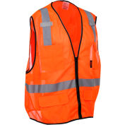 GSS Safety 1506 Multi-Purpose Class 2 Mesh Zipper 6 Pockets Safety Vest, Orange, 2XL