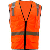 GSS Safety 1506 Multi-Purpose Class 2 Mesh Zipper 6 Pockets Safety Vest, Orange, 2XL