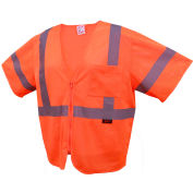GSS Safety 2002 Standard Class 3 Mesh Zipper Safety Vest, Orange, 2XL