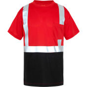 GSS Safety NON-ANSI Multi Color Short Sleeve Safety T-shirt with Black Bottom-Red-3XL