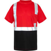 GSS Safety NON-ANSI Multi Color Short Sleeve Safety T-shirt with Black Bottom-Red-3XL
