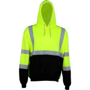 GSS Safety 7001 Class 3 Pullover Fleece Sweatshirt with Black Bottom, Lime, 2XL