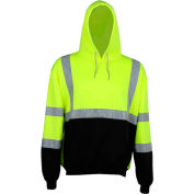 GSS Safety 7001 Class 3 Pullover Fleece Sweatshirt with Black Bottom, Lime, 4XL