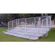 5 Row GTG Aluminum Bleacher with Mid-Aisle & Guardrail, 15' Long, Double Footboard