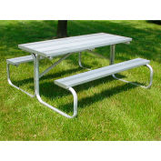 8' Aluminum Picnic Table with Anodized Aluminum Planking and Aluminum Frame
