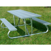 6' Picnic Table with Anodized Aluminum Planking and Heavy Duty Galvanized Steel Frame