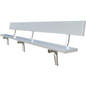24' Aluminum Team Bench with Back and Galvanized Steel Frame, In Ground Mount