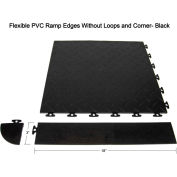 Block Tile F0US4206 Multi Purpose Flexible PVC Ramp Edges without loops, PVC Edges Pattern, Black