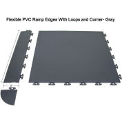 Block Tile F1US4606 Multi Purpose Flexible PVC Ramp Edges with loops, PVC Edges Pattern, Gray