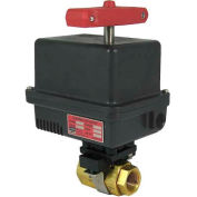 Gemini Valve® Brass Barstock Ball Valve W/600 Series 120AC Electric Actuator, 1-1/4"