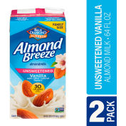 BLUE DIAMOND Almond Breeze Unsweetened Vanilla Almondmilk, 64 fl oz, 2 Pack