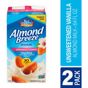 BLUE DIAMOND Almond Breeze Unsweetened Vanilla Almondmilk, 64 fl oz, 2 Pack