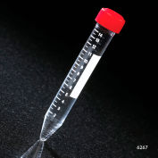 Centrifuge Tube, 15mL, Attached Red Screw Cap, Acrylic, Printed Graduations, Sterile, 500/Pack