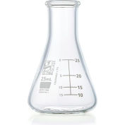 Flask, Erlenmeyer, Globe Glass, Narrow Mouth, Dual Graduations, ASTM E1404, 250mL, 12/Box
