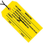 Global Industrial&#153; Inspection Tag Inspected Pre Strung, #5, 4-3/4&quot;L x 2-3/8&quot;W, Yellow, 1000/Pk