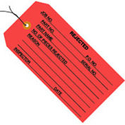 Global Industrial&#153; Inspection Tag &quot;Rejected&quot;, Pre Wired#5, 4-3/4&quot;L x 2-3/8&quot;W, Red, 1000/Pk