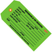 Inspection Tags, &quot;Repairable Or Rework&quot;, #5, 4-3/4&quot;L x 2-3/8&quot;W, Green, 1000/Pack