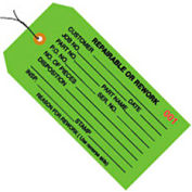 Global Industrial Inspection Tag Repairable Or Rework Pre Wired#5 4-3/4"L x 2-3/8"W Green