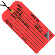 Global Industrial&#153; 2 Part Inspection Tag Rejected Pre Strung, #5 4-3/4&quot;L x 2-3/8&quot;W Red, 500/Pk