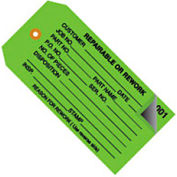 Global Industrial&#153; 2 Part Inspection Tag Repairable Or Rework#5 4-3/4&quot;L x 2-3/8&quot;W Green 500/Pk