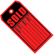 Global Industrial&#153; &quot;Sold&quot; Tag #5, 4-3/4&quot;L x 2-3/8&quot;W, Red, 1000/Pack