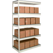 Rivetwell Dbl Rivet Boltless Shelving 72Wx30Dx120H 5 Levels Add-on No Decking 1490 Lbs Shelf Cap Tan
