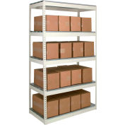 Rivetwell Dbl Rivet Boltless Shelving 72Wx30Dx120H 5 Levels Starter No Decking 1490LBS Shelf Cap Tan