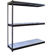 Rivetwell Double Rivet Boltless Shelving 48"W x 36"D x 84"H 3 Levels Add-on W/EZ Decking Black