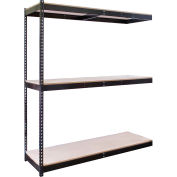 Rivetwell Double Rivet Boltless Shelving 48"W x 36"D x 84"H 3 Levels Add-on W/Wood Decking Black